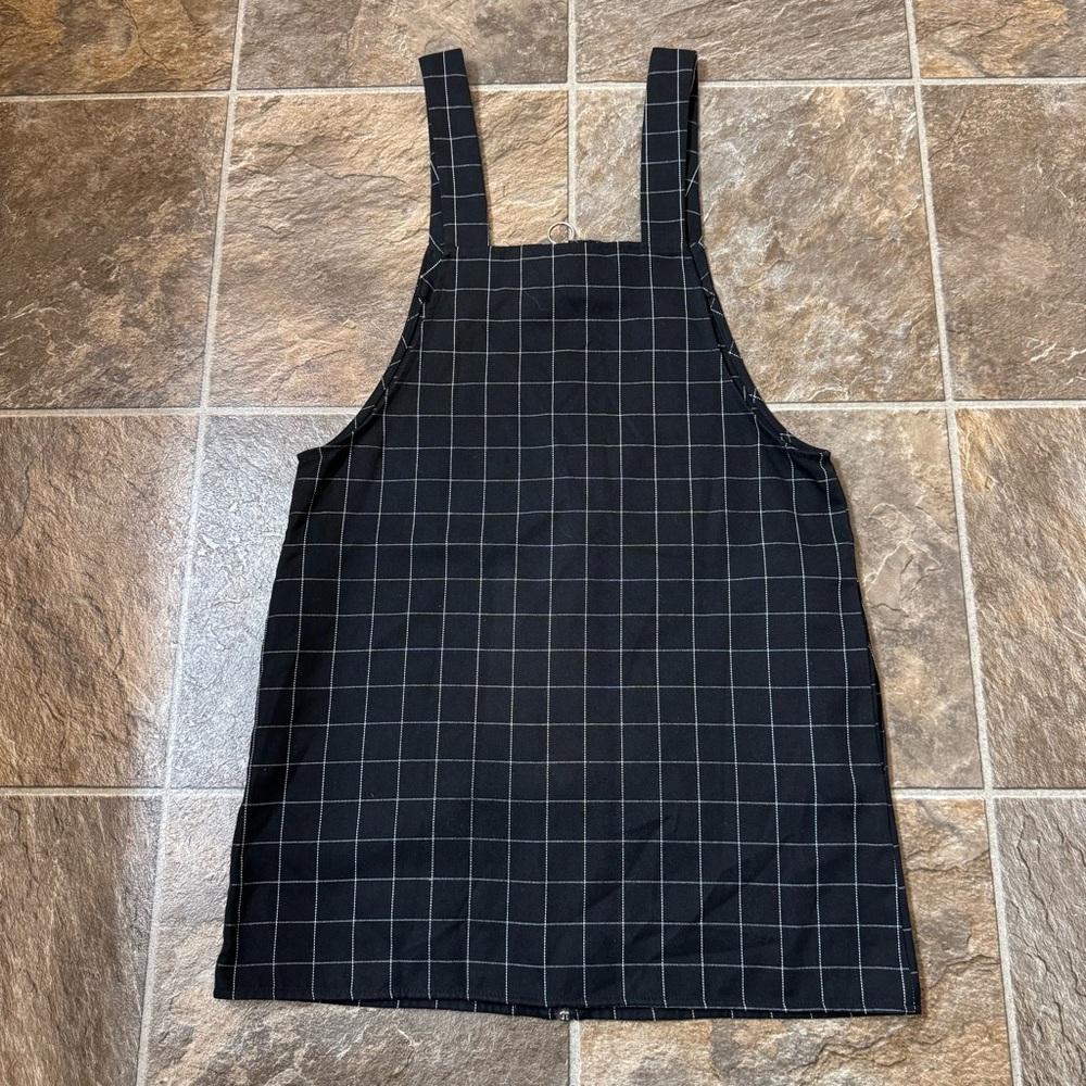 Forever 21 Womens Plaid Jumper Dress Plus Size Small Black Mini Pinafore